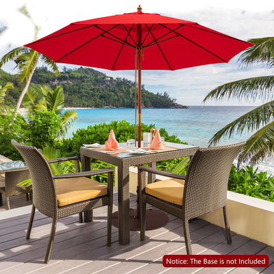 *9.5 Feet Pulley Lift Round Patio Umbrella with Fiberglass Ribs - Red