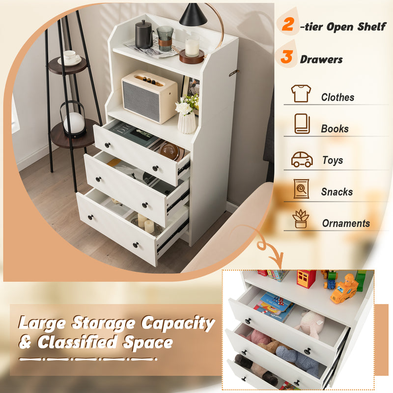 Modern Storage Dresser with Anti-toppling Device-White
