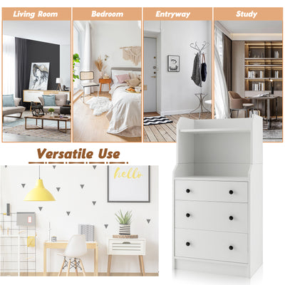 Modern Storage Dresser with Anti-toppling Device-White