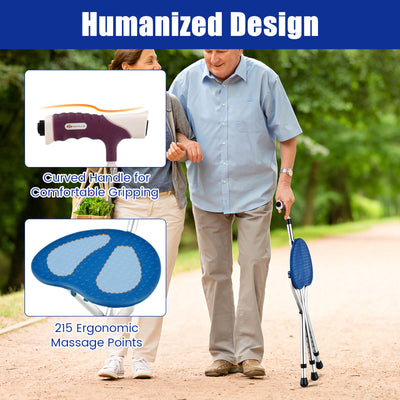 *Lightweight Adjustable Folding Cane Seat with Light - Silver
