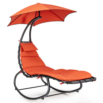 Hammock Chair with Shade Canopy and Built-in Pillow-Orange