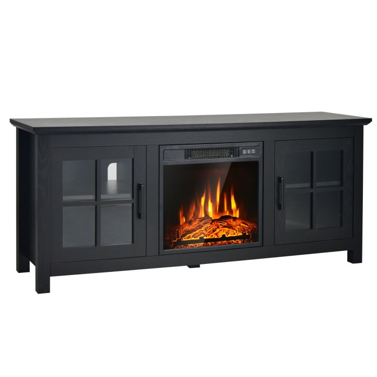 58 Inch Fireplace TV Stand with Remote Control for TVs up to 65 Inch-Black
