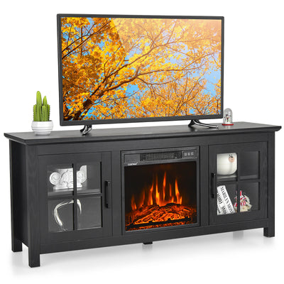 58 Inch Fireplace TV Stand with Remote Control for TVs up to 65 Inch-Black