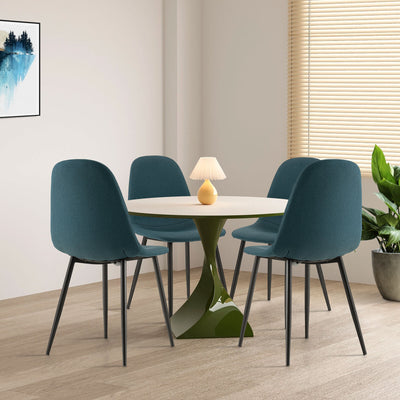 Set of 2 Dining Chairs with Black Metal Legs-Blue
