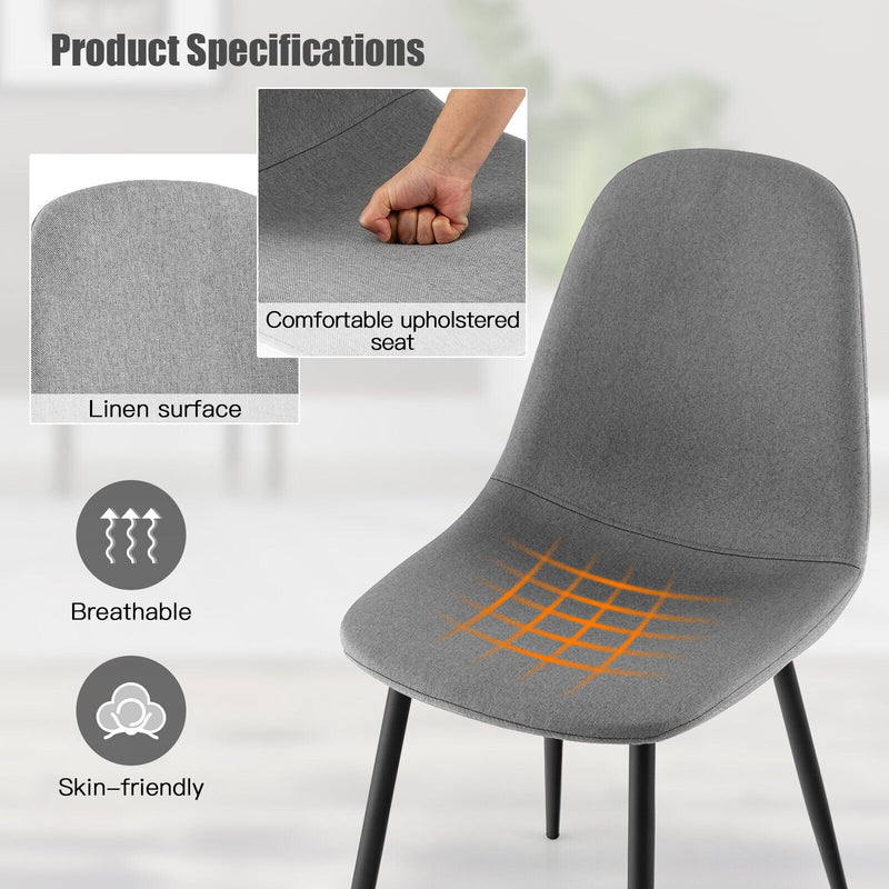 Dining Chairs Set of 2 with Black Metal Legs-Gray