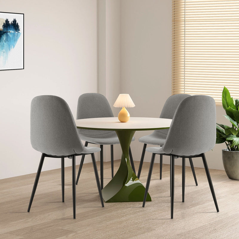 Dining Chairs Set of 2 with Black Metal Legs-Gray