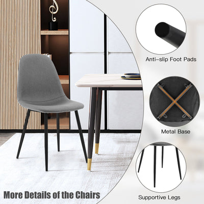 Dining Chairs Set of 2 with Black Metal Legs-Gray