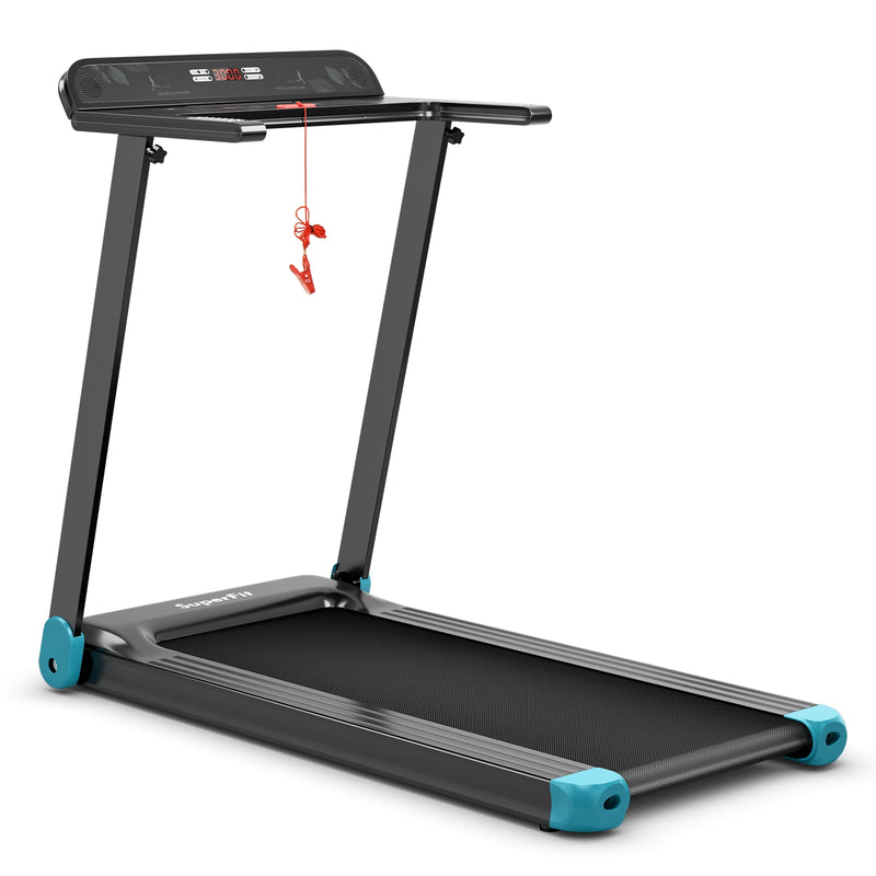 2.25 HP Electric Folding Treadmill with HD LED Display and APP Control Speaker-Blue