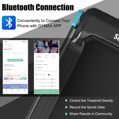 2.25 HP Electric Folding Treadmill with HD LED Display and APP Control Speaker-Blue