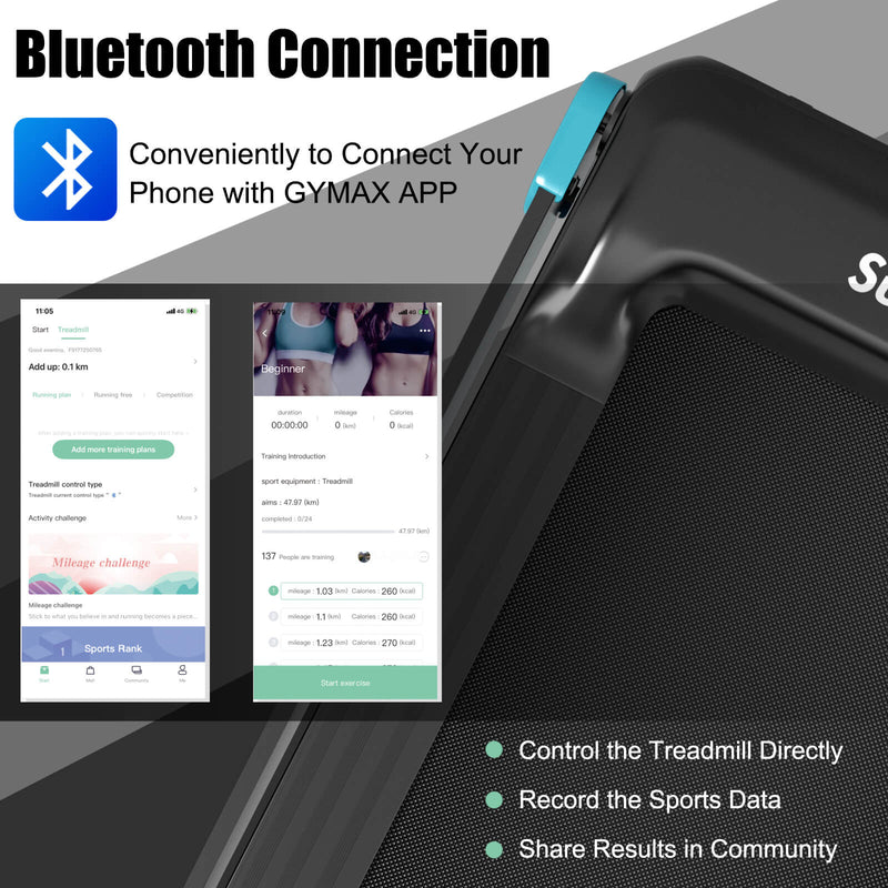 2.25 HP Electric Folding Treadmill with HD LED Display and APP Control Speaker-Blue