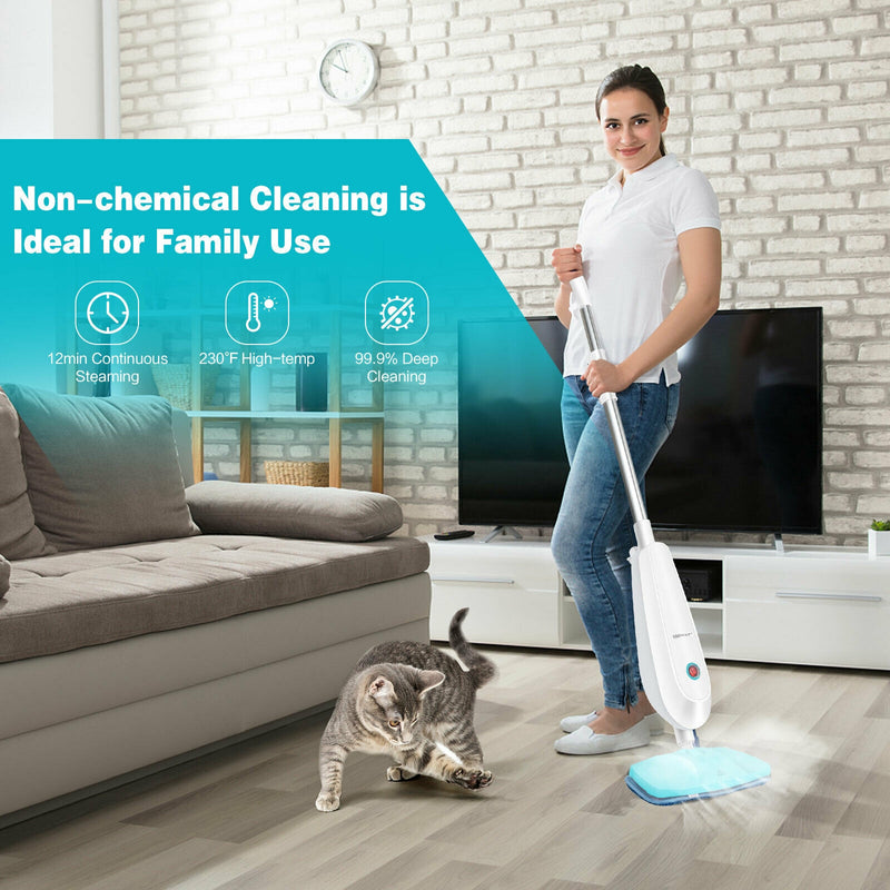 1100 W Electric Steam Mop with Water Tank for Carpet-Gray