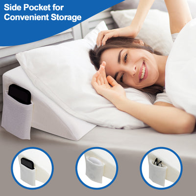 Full Size/Queen Size Bed Wedge Pillow Gap Filler with Side Pocket Bed-Full Size