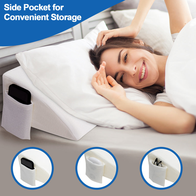 Full Size/Queen Size Bed Wedge Pillow Gap Filler with Side Pocket Bed-Full Size