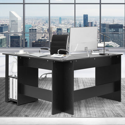L Shaped Computer Desk Corner Writing Workstation with Storage Shelves