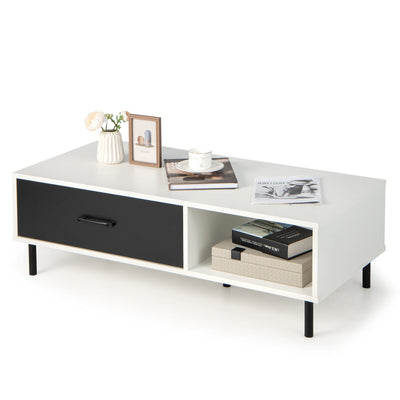 Modern 2-Tier Coffee Table Accent Cocktail Table with Storage