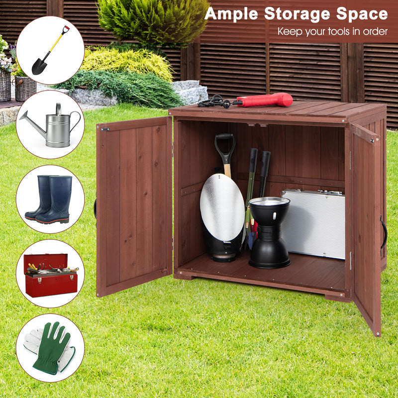 2.5 x 2 Feet Outdoor Wooden Storage Cabinet with Double Doors-Brown