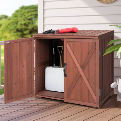 2.5 x 2 Feet Outdoor Wooden Storage Cabinet with Double Doors-Brown