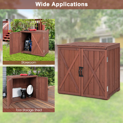 2.5 x 2 Feet Outdoor Wooden Storage Cabinet with Double Doors-Brown