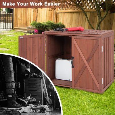 2.5 x 2 Feet Outdoor Wooden Storage Cabinet with Double Doors-Brown