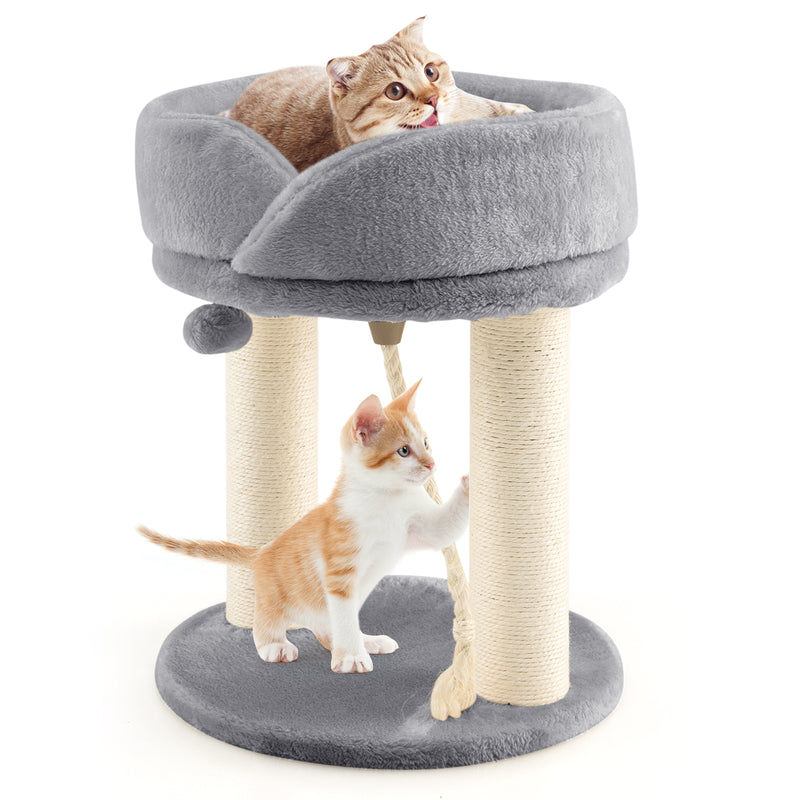 Cat Climbing Tree with Plush Perchs and Scratching Post-Gray
