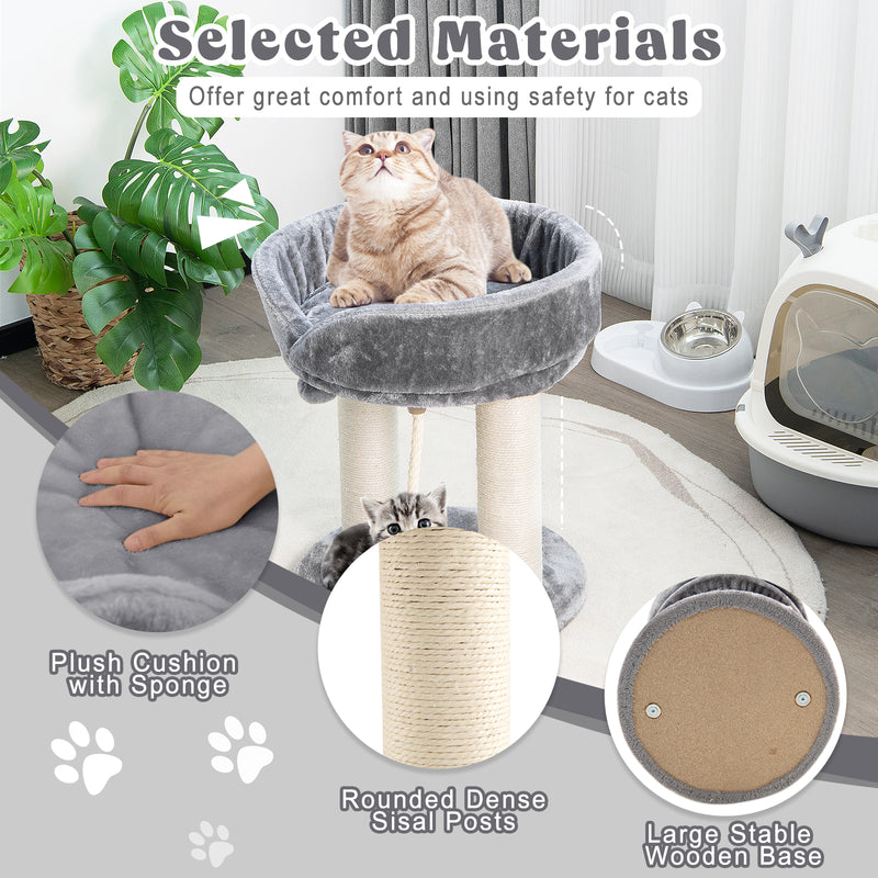 Cat Climbing Tree with Plush Perchs and Scratching Post-Gray