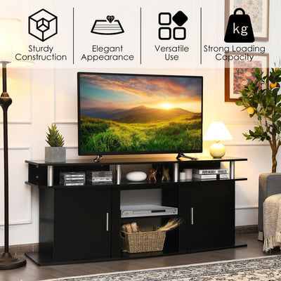 63 Inch TV Entertainment Console Center with 2 Cabinets-Black