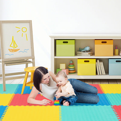 12 Pieces Puzzle Interlocking Flooring Mat with Anti-slip and Waterproof Surface-Multicolor