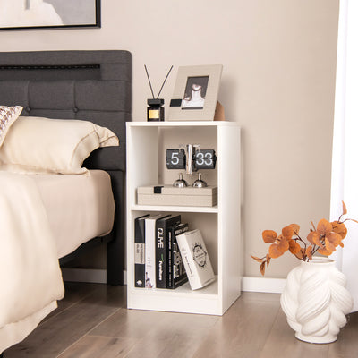 2 Pieces 2-tier Bookcase Set with Anti-toppling Device-White