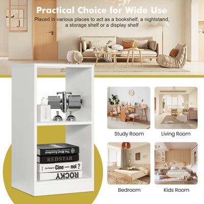 2 Pieces 2-tier Bookcase Set with Anti-toppling Device-White