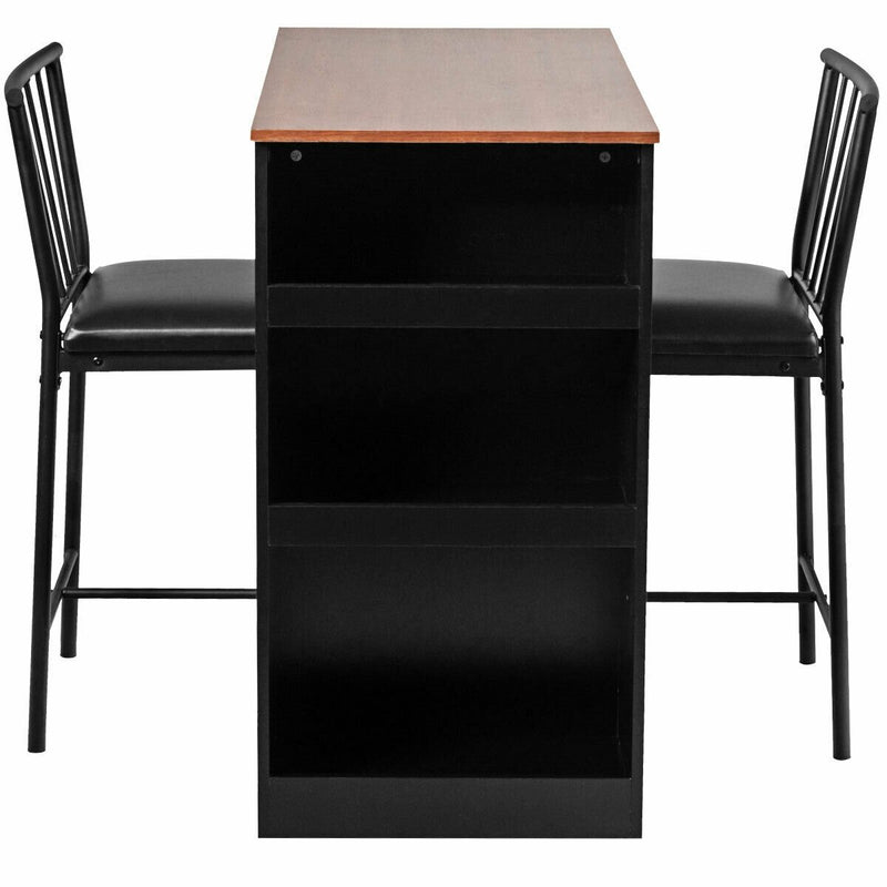 3 Piece Counter Height Pub Dining Set-Brown