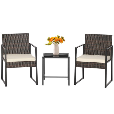 3 Pieces Modern Heavy Duty Patio Furniture Set with Coffee Table-Off White