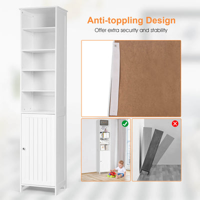 72 Inches Free Standing Tall Floor Bathroom Storage Cabinet-White