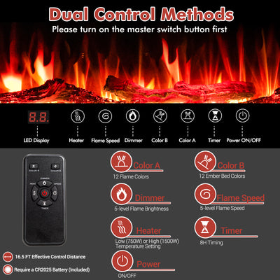 60 Inches Ultra-thin Electric Fireplace with Remote Control and Timer Function