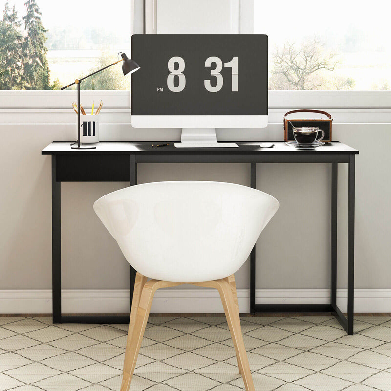 48 Inch Computer Desk with Metal Frame and Adjustable Pads-Black