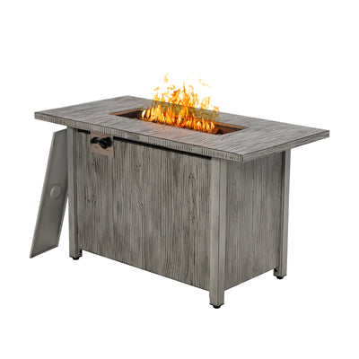 *43 Inch 50 000 BTU Propane Fire Pit Table with Removable Lid - Gray