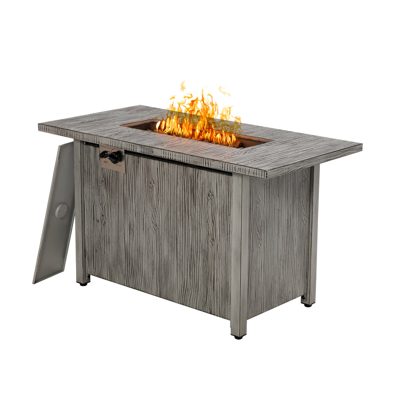 *43 Inch 50 000 BTU Propane Fire Pit Table with Removable Lid - Gray