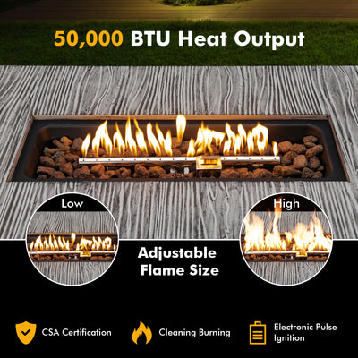 *43 Inch 50 000 BTU Propane Fire Pit Table with Removable Lid - Gray