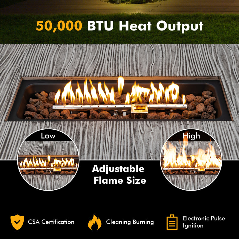 *43 Inch 50 000 BTU Propane Fire Pit Table with Removable Lid - Gray