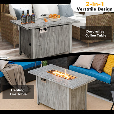 *43 Inch 50 000 BTU Propane Fire Pit Table with Removable Lid - Gray