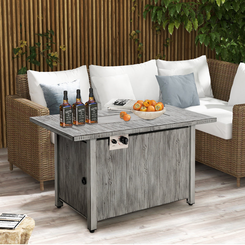 *43 Inch 50 000 BTU Propane Fire Pit Table with Removable Lid - Gray