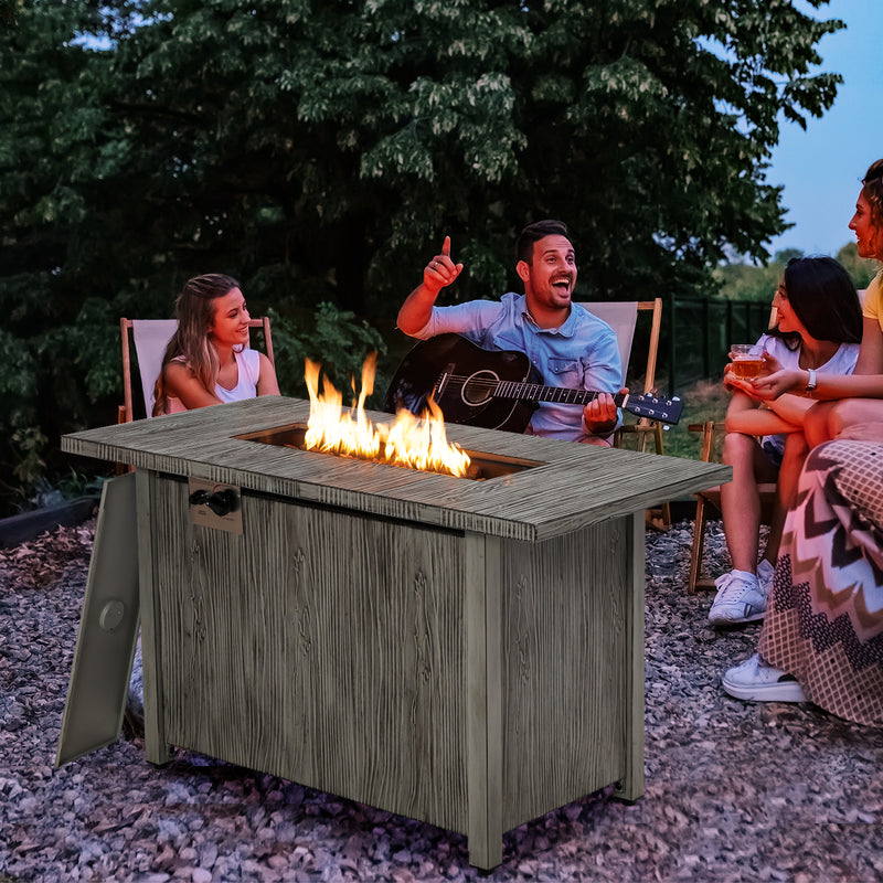 *43 Inch 50 000 BTU Propane Fire Pit Table with Removable Lid - Gray