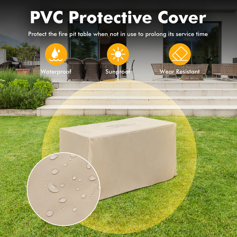 *43 Inch 50 000 BTU Propane Fire Pit Table with Removable Lid - Gray