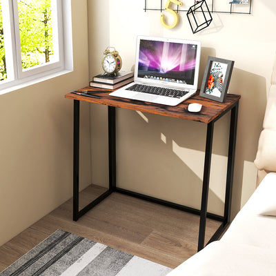 31 Inch Space-saving Folding Computer Desk for Home Office-Rustic Brown