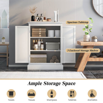 2-Door Freestanding Bathroom Cabinet with Adjustable Shelves-White