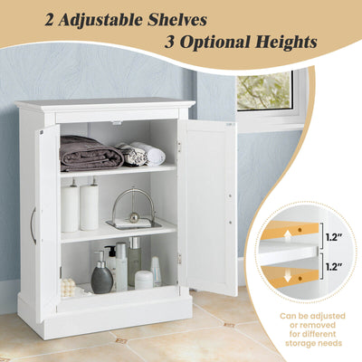 2-Door Freestanding Bathroom Cabinet with Adjustable Shelves-White