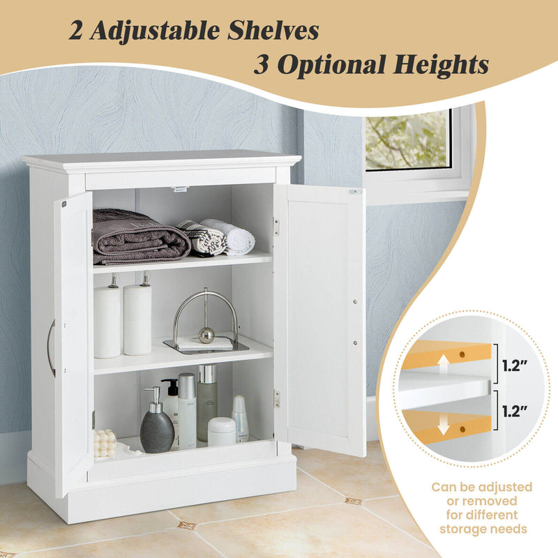 2-Door Freestanding Bathroom Cabinet with Adjustable Shelves-White