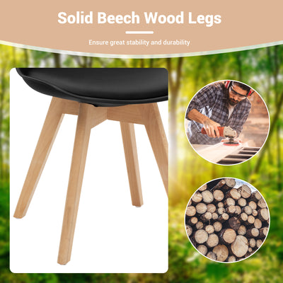 *Set of 4 Modern High Backrest Dining Chairs with Wooden Legs - Black