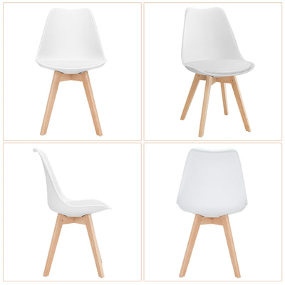 *Set of 4 Modern High Backrest Dining Chairs with Wooden Legs - White