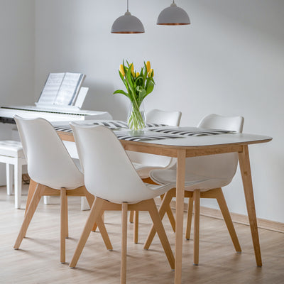 *Set of 4 Modern High Backrest Dining Chairs with Wooden Legs - White