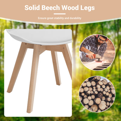 *Set of 4 Modern High Backrest Dining Chairs with Wooden Legs - White